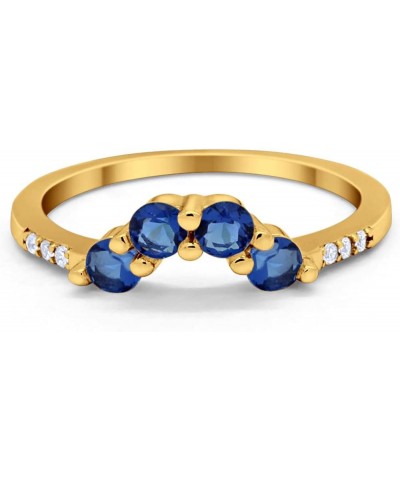 Curved Wedding Band 925 Sterling Silver Band for Ring Choose Color Yellow Tone, Simulated Blue Sapphire $12.09 Bracelets