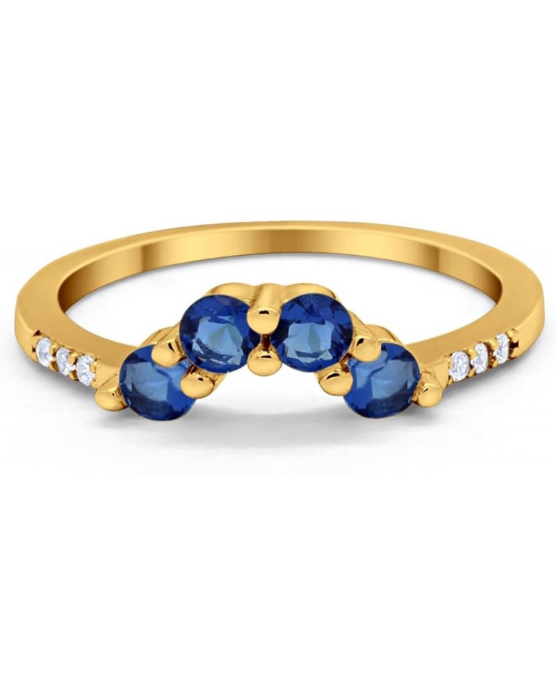 Curved Wedding Band 925 Sterling Silver Band for Ring Choose Color Yellow Tone, Simulated Blue Sapphire $12.09 Bracelets