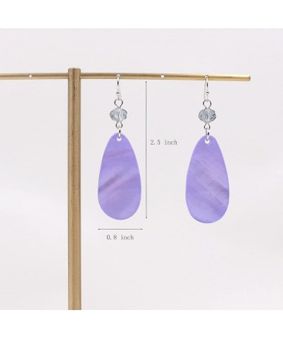 Big Natural Shell Drop Earrings Trendy Fashion Red Green Teal Pendant Dangling Earring for Women Lavender T $8.09 Earrings