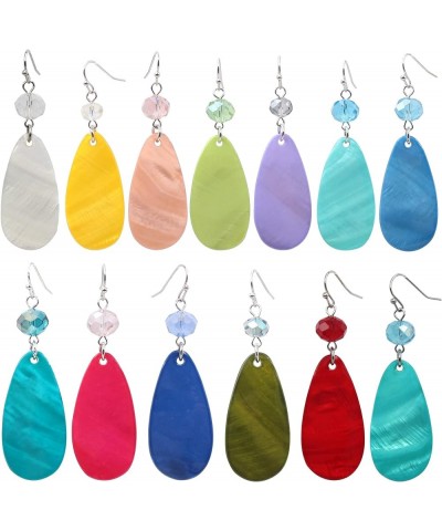 Big Natural Shell Drop Earrings Trendy Fashion Red Green Teal Pendant Dangling Earring for Women Lavender T $8.09 Earrings