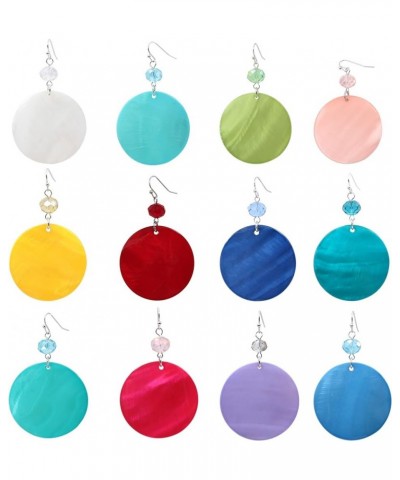 Big Natural Shell Drop Earrings Trendy Fashion Red Green Teal Pendant Dangling Earring for Women Lavender T $8.09 Earrings