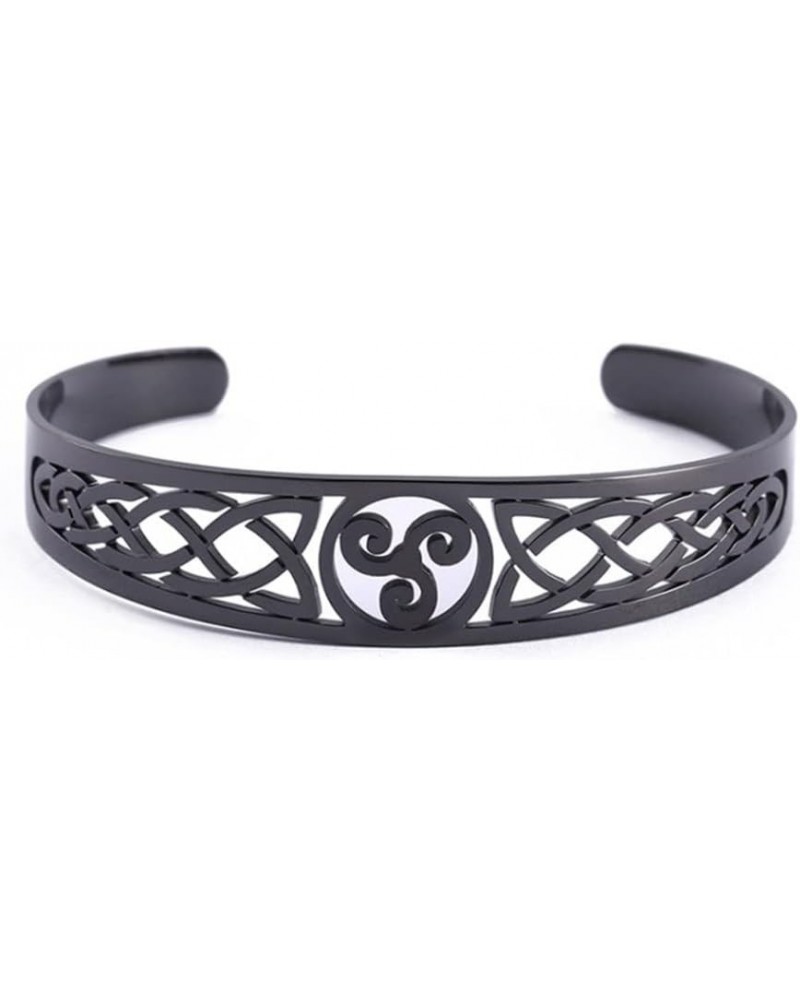 Stainless Steel Celtic Bracelet - Viking Bangle with Triskelion Black $9.50 Bracelets