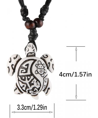 Hawaiian Turtle Pendant Necklace Men Women - Adjustable Rope Surfer Necklace Handmade Necklace White-A1 $6.50 Necklaces