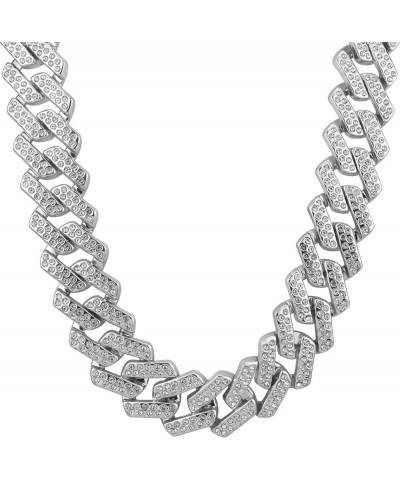 Plastic Shiny CZ Rhinestone Curb Cuban Link Chain Gold Silver Miami Hip Hop Chain Bling Diamond-Cut Chunky Turnover Necklace ...