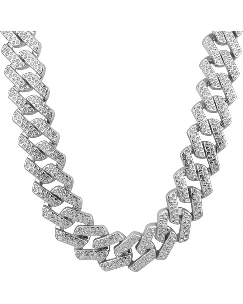 Plastic Shiny CZ Rhinestone Curb Cuban Link Chain Gold Silver Miami Hip Hop Chain Bling Diamond-Cut Chunky Turnover Necklace ...