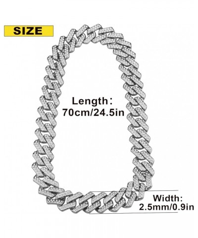 Plastic Shiny CZ Rhinestone Curb Cuban Link Chain Gold Silver Miami Hip Hop Chain Bling Diamond-Cut Chunky Turnover Necklace ...