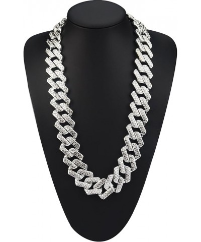 Plastic Shiny CZ Rhinestone Curb Cuban Link Chain Gold Silver Miami Hip Hop Chain Bling Diamond-Cut Chunky Turnover Necklace ...