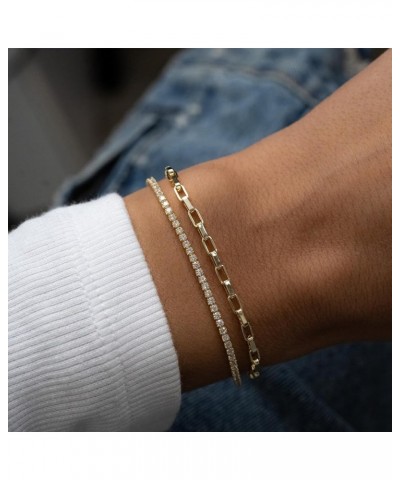 Gold Bracelets Sets for Women 14K Gold Plated Dainty Gold Chain Bracelet Set Adjustable Stackable Layered Herringbone Tennis ...