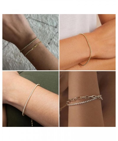 Gold Bracelets Sets for Women 14K Gold Plated Dainty Gold Chain Bracelet Set Adjustable Stackable Layered Herringbone Tennis ...