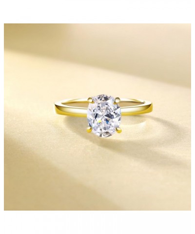 3CT | 2CT 18K Gold Plated Solitaire Engagement Rings for Women | Oval Cut Cubic Zirconia Wedding Promise Rings for Her | Jewe...