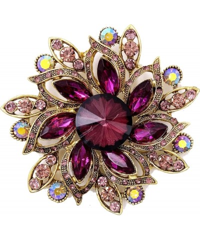 Rhinestone Brooch Pin for Women Girls Elegant Dress Accessories Wedding Christmas Birthday Jewelry Gift Flower Purple $10.79 ...