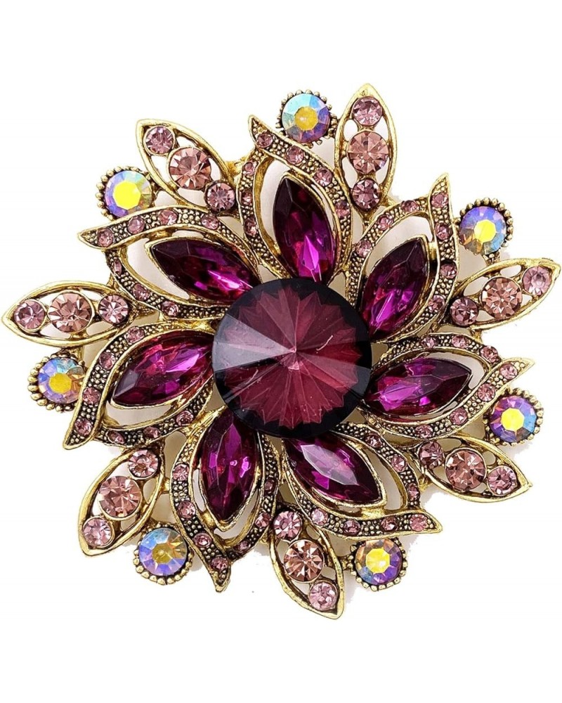 Rhinestone Brooch Pin for Women Girls Elegant Dress Accessories Wedding Christmas Birthday Jewelry Gift Flower Purple $10.79 ...