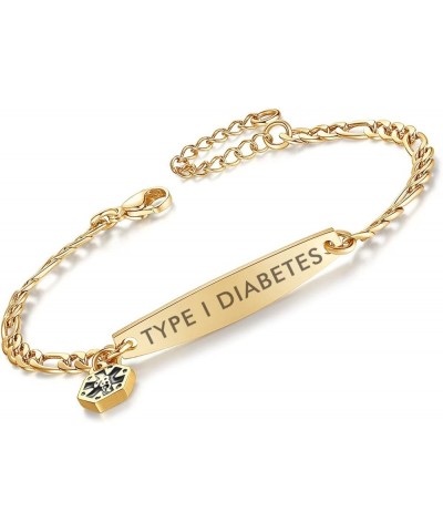 Medical id bracelets for women 7-8.5 inch Fashion Rose gold Medical alert ID bracelets Gold type 1 diabetes $14.49 Bracelets