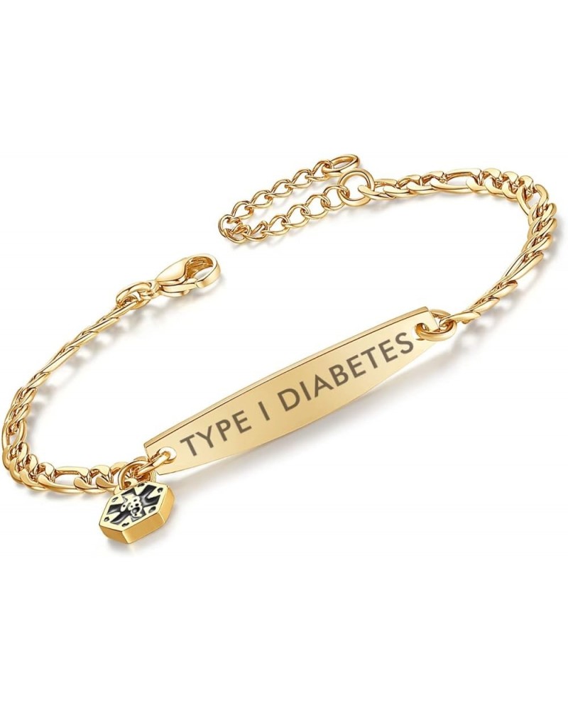 Medical id bracelets for women 7-8.5 inch Fashion Rose gold Medical alert ID bracelets Gold type 1 diabetes $14.49 Bracelets