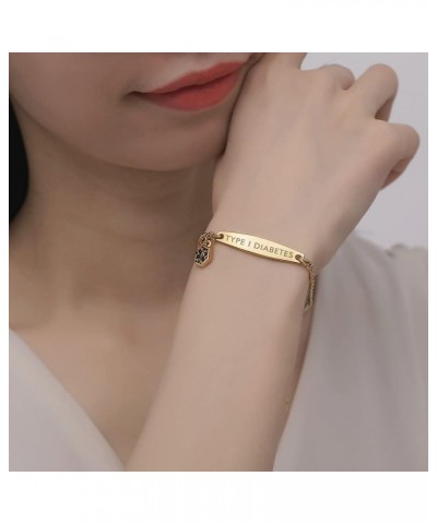 Medical id bracelets for women 7-8.5 inch Fashion Rose gold Medical alert ID bracelets Gold type 1 diabetes $14.49 Bracelets