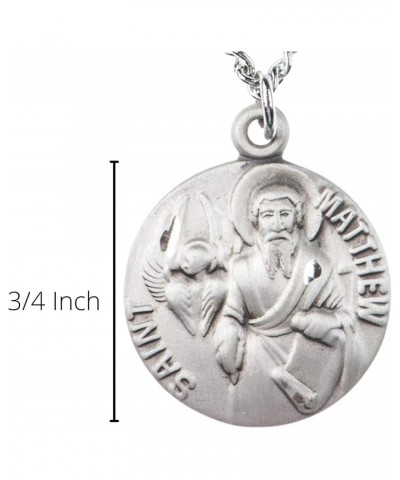 St Matthew Medal Pewter Pendant Necklace on 18 Inch Stainless Steel Chain $13.62 Necklaces