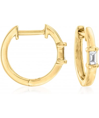 by Ross-Simons Baguette Diamond-Accented Huggie Hoop Earrings in 14kt Yellow Gold $120.00 Earrings