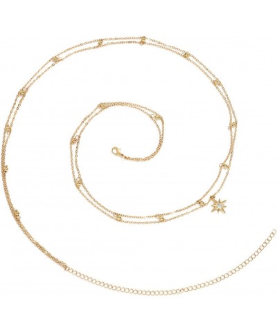 Layered Bead Belly Chain Gold Star Waist Chains Rhinestone Body Chain Jewelry Accessories for Women and Girls $6.75 Body Jewelry