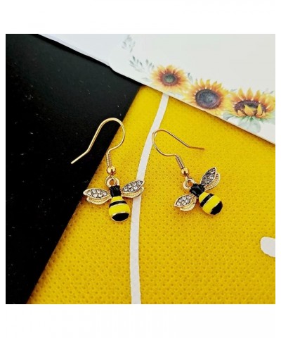 Cute Enamel Honeycomb Bee Pendant necklace earrings set,Unique Jewelry Gift for Women and Girls Bee earrings $12.94 Jewelry Sets