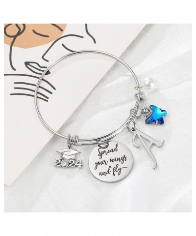 Graduation Gifts for Her 2024 Butterfly Bracelet,Inspirational Bangle with 2024 Graduation Grad Cap Mantra Quote Spread Your ...