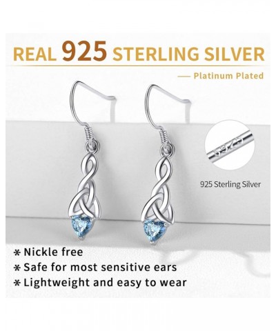 Sparkling Heart Birthstone 925 Sterling Silver Celtic Knot Dangle Hook Earrings (with Gift Box) I: September Birthstone-Creat...