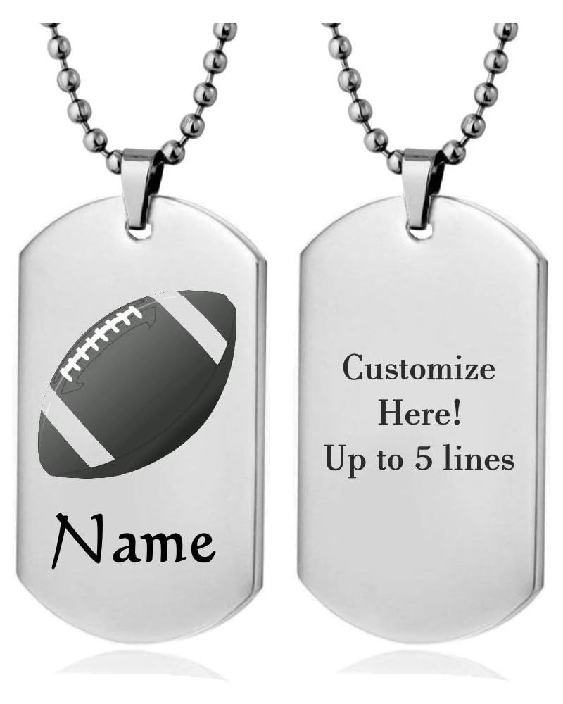 Personalized Sport Silhouette Customize Engrave Message Name Dog tag Necklace Pendant 24 inch Stainless Steel Chain Giftpouch...