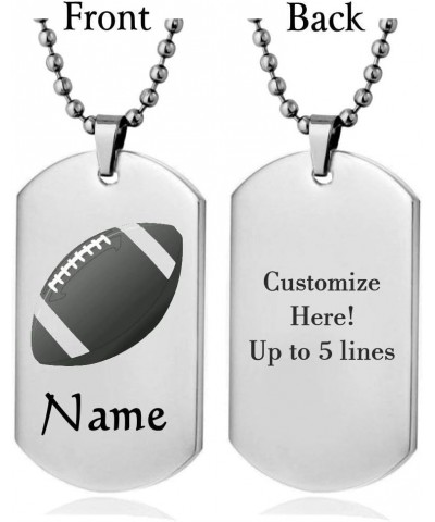 Personalized Sport Silhouette Customize Engrave Message Name Dog tag Necklace Pendant 24 inch Stainless Steel Chain Giftpouch...