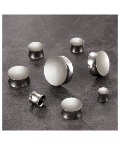 2PCS Simple Concave Ear Plugs Tunels Gauges for Stretched Ears, Hypoallergenic 316 Stainless Steel Gauges Plugs Tunnels for E...