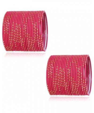 Indian Bollywood Sparkling 48 pcs Matching Metal Churi Bangles Bracelet Set Ethnic Multi Color Partywear Costume Jewelry Rose...