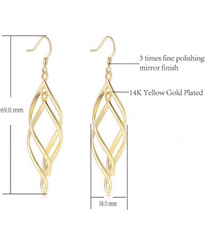 Women's Pretty 18K Gold Plated Double/Triple/Tassel Linear Loops Design Twist Wave Hook Dangle Earrings for Women Girls Gold ...