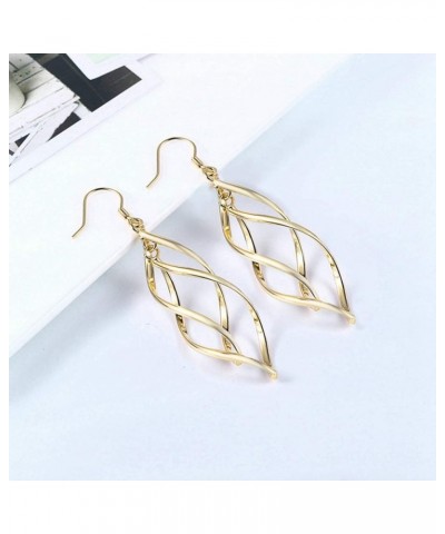 Women's Pretty 18K Gold Plated Double/Triple/Tassel Linear Loops Design Twist Wave Hook Dangle Earrings for Women Girls Gold ...