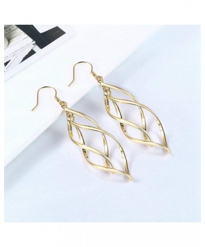 Women's Pretty 18K Gold Plated Double/Triple/Tassel Linear Loops Design Twist Wave Hook Dangle Earrings for Women Girls Gold ...