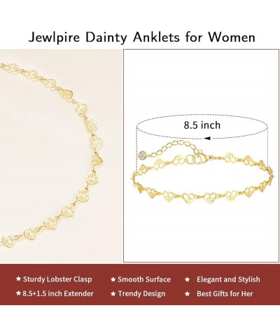 Solid 18K Over Gold Anklet for Women,Gold Anklets for Women Layered/Tennis/Paperclip Link/Herringbone/Evil Eye/Cuban/Mariner/...