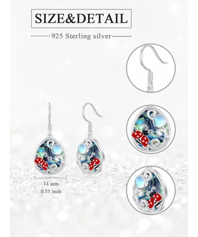 Leverback Earrings for Women Sterling Silver Teardrop Dangle Earrings Moonstone/Abalone Shell/Cute Animal Filigree Earrings J...