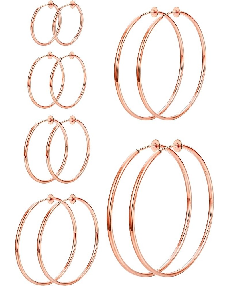 6 Pairs Clip On Hoop Earrings for Women Fake Hoop Earrings Spring Hoop Earrings Set for Non-Pierced Ears Jewelry 6 Sizes Rose...