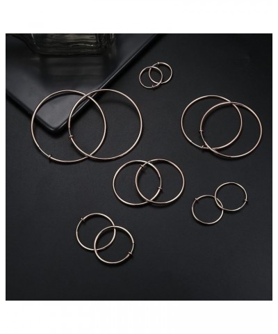 6 Pairs Clip On Hoop Earrings for Women Fake Hoop Earrings Spring Hoop Earrings Set for Non-Pierced Ears Jewelry 6 Sizes Rose...