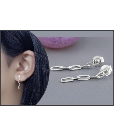 Minimalist Paperclip Link Chain Drop Dangle Earrings for Women | 925 Sterling Silver Push Back $24.38 Earrings