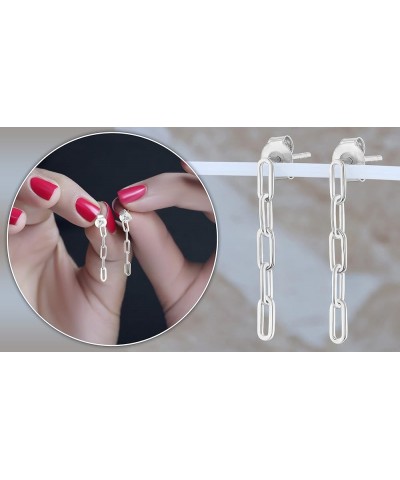 Minimalist Paperclip Link Chain Drop Dangle Earrings for Women | 925 Sterling Silver Push Back $24.38 Earrings