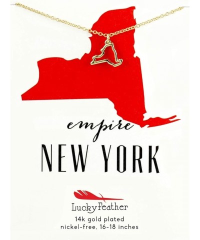 State Necklace 14K Gold-Dipped Pendant on Adjustable 16”-18” Chain NewYork $10.57 Necklaces