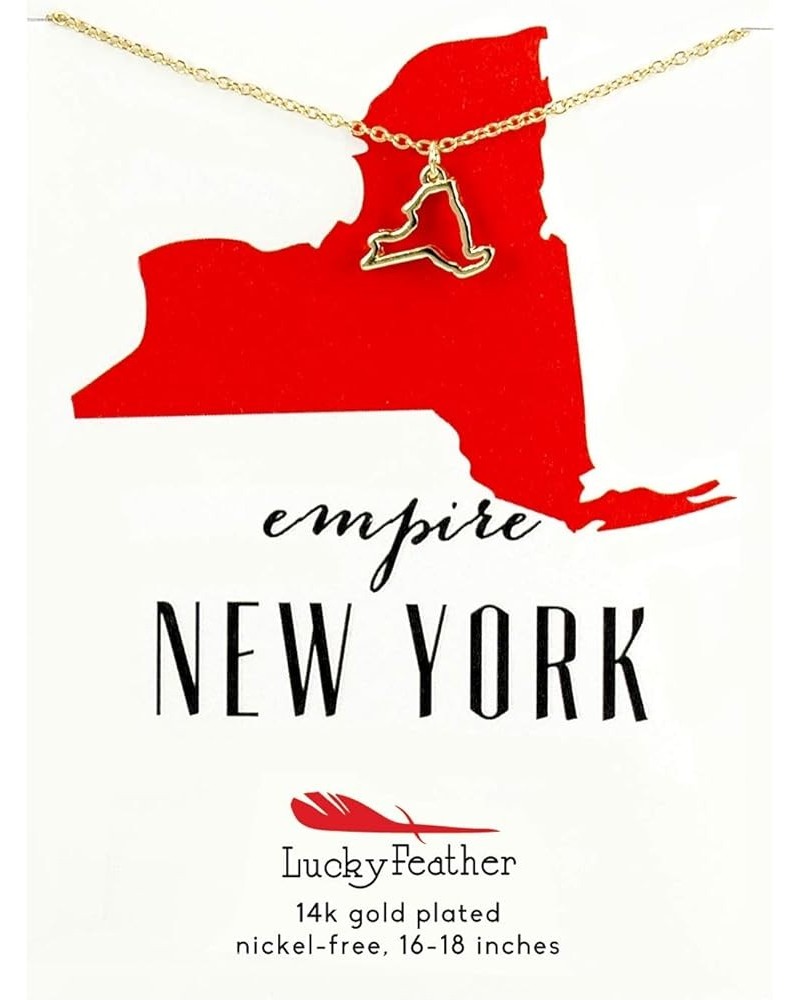 State Necklace 14K Gold-Dipped Pendant on Adjustable 16”-18” Chain NewYork $10.57 Necklaces