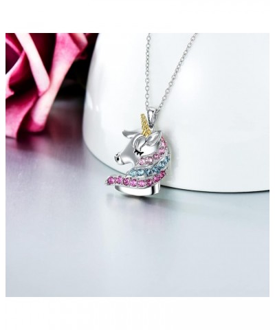 Sterling Silver Unicorn Necklace, Unicorn Jewelry Birthday Gifts for Girls Daughter Granddaughter Women Multicolor $22.88 Nec...