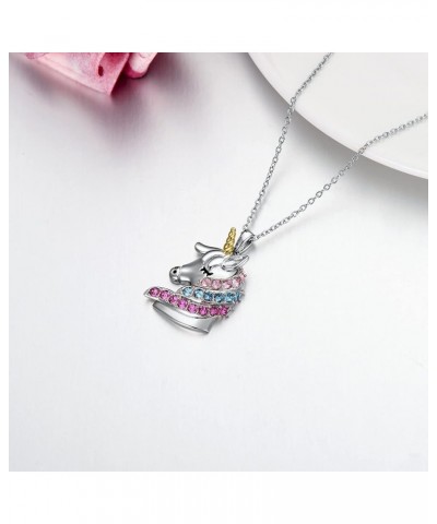 Sterling Silver Unicorn Necklace, Unicorn Jewelry Birthday Gifts for Girls Daughter Granddaughter Women Multicolor $22.88 Nec...