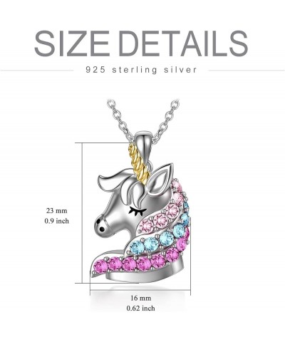 Sterling Silver Unicorn Necklace, Unicorn Jewelry Birthday Gifts for Girls Daughter Granddaughter Women Multicolor $22.88 Nec...