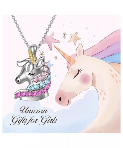 Sterling Silver Unicorn Necklace, Unicorn Jewelry Birthday Gifts for Girls Daughter Granddaughter Women Multicolor $22.88 Nec...