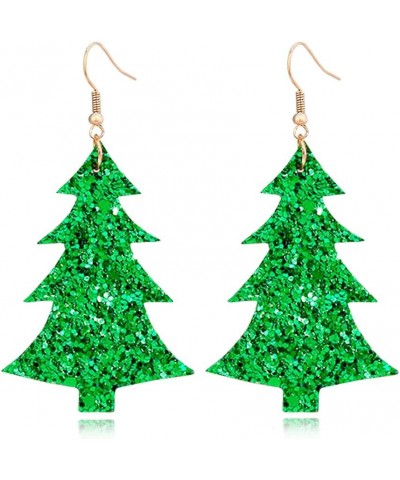 Lightweight Christmas Tree Faux Leather Sequins Dangle Earrings Glitter three-layer splicing sequin PU Earrings for Women Gir...