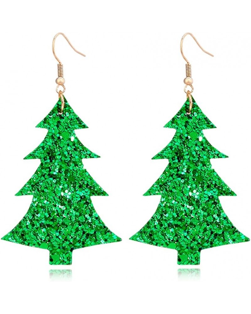 Lightweight Christmas Tree Faux Leather Sequins Dangle Earrings Glitter three-layer splicing sequin PU Earrings for Women Gir...