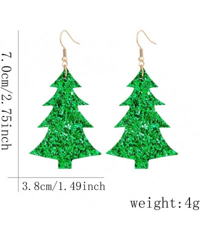 Lightweight Christmas Tree Faux Leather Sequins Dangle Earrings Glitter three-layer splicing sequin PU Earrings for Women Gir...