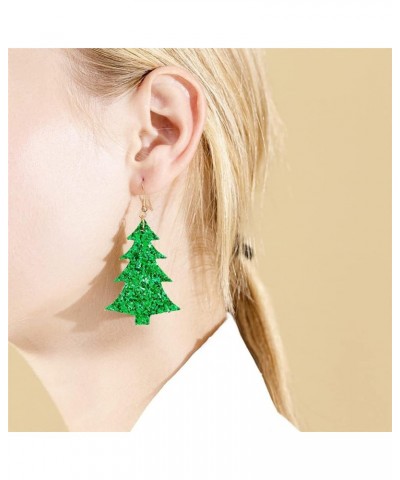 Lightweight Christmas Tree Faux Leather Sequins Dangle Earrings Glitter three-layer splicing sequin PU Earrings for Women Gir...