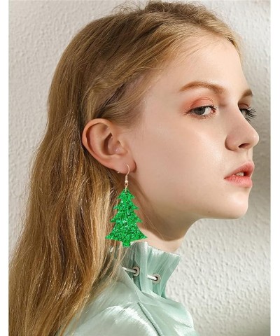 Lightweight Christmas Tree Faux Leather Sequins Dangle Earrings Glitter three-layer splicing sequin PU Earrings for Women Gir...