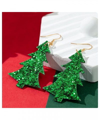 Lightweight Christmas Tree Faux Leather Sequins Dangle Earrings Glitter three-layer splicing sequin PU Earrings for Women Gir...